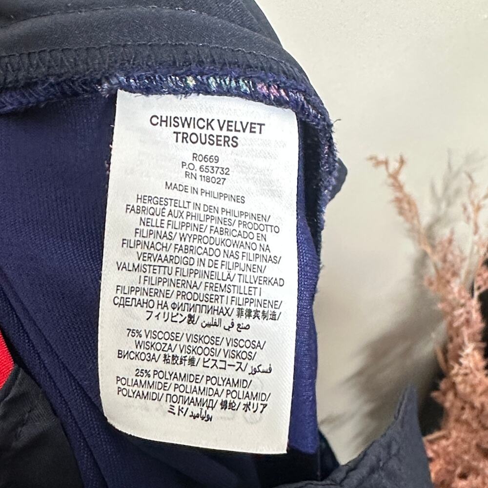 BODEN Chiswick Velvet Pants Navy and Red Check Sz 16-18R $198 {3R49} - Picture 5 of 5